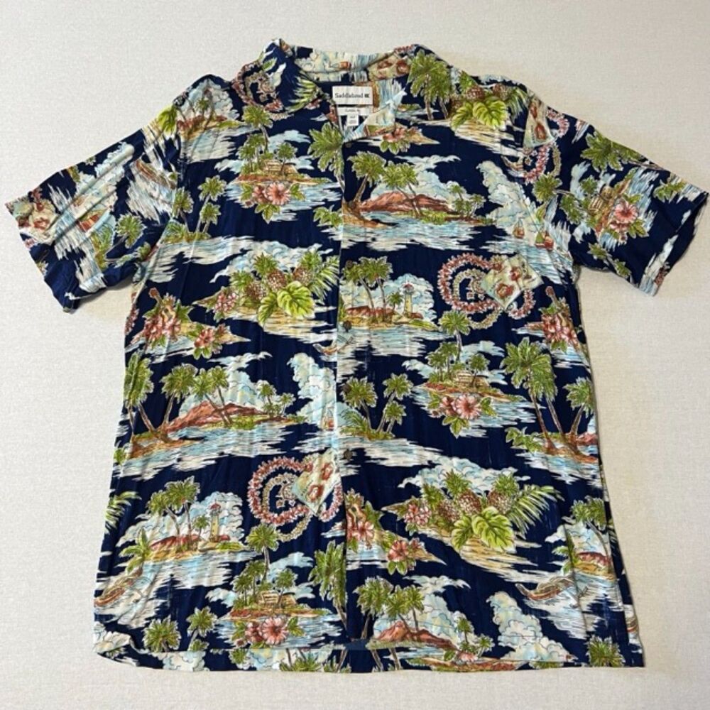 Saddlebred Mens 2XLT Hawaiian Shirt Tropical Island Palm Aloha Big Tall 2XL